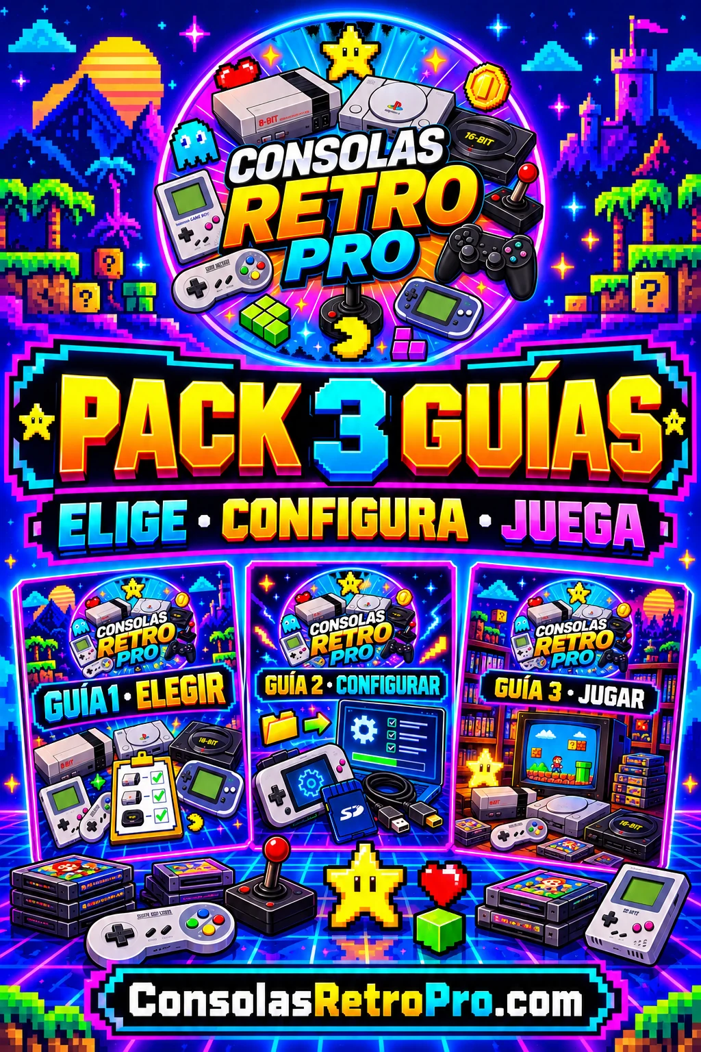 Pack de tres guías digitales ConsolasRetroPro